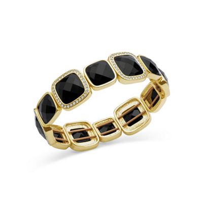 Gold and black stone stretch bracelet